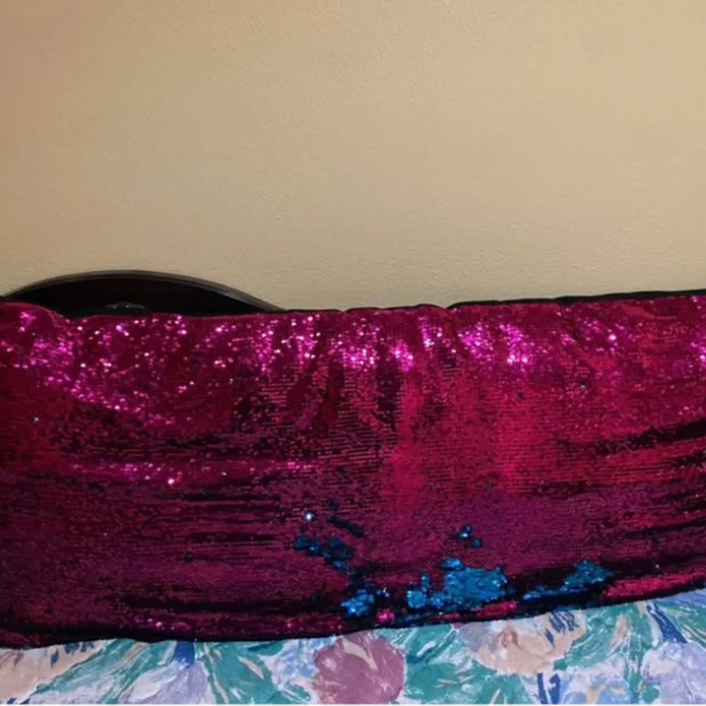 Sequin Mermaid Reversible Pillow - Magenta and Teal